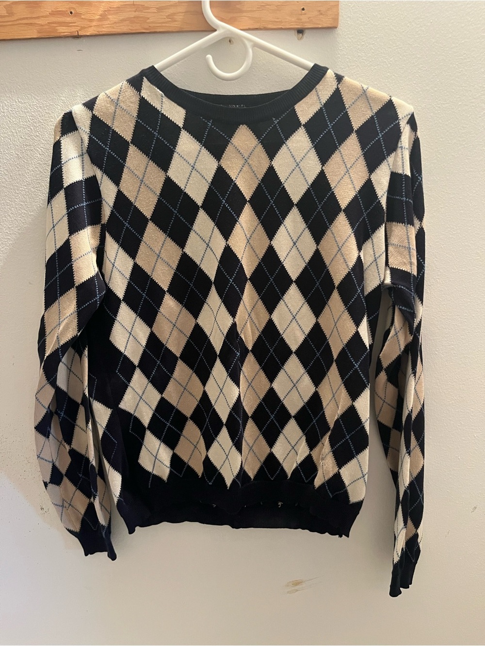 Burberry Classic Argyle Crewneck Sweater - Black & Cream